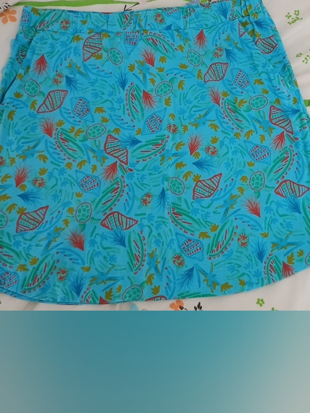 fresh produce Turquoise ocean Print Skirt, Size L